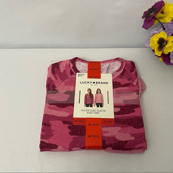 Lucky Brand Girls 2-Pack Long Sleeve Tee Knit Tops, NWT - Picture 1 of 4